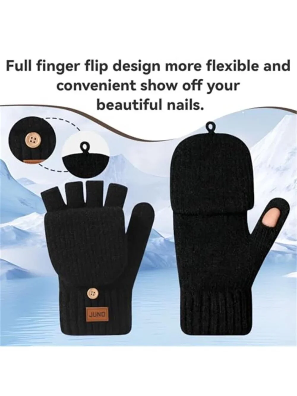 2 Pairs Unisex Winter Mittens Fingerless Gloves Upgraded Warm and Soft Thermal